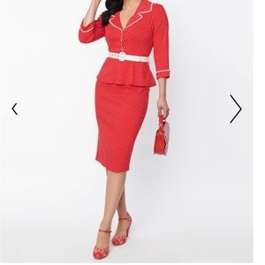 Red & White Pin Dot Cooper Suit Dress